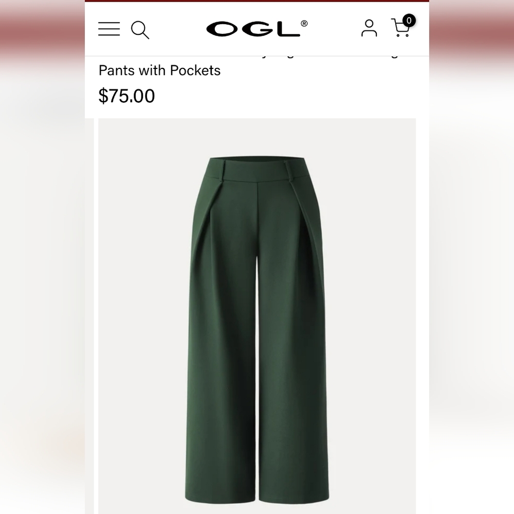 NWT OGL Dark Green Wide-Leg Pants